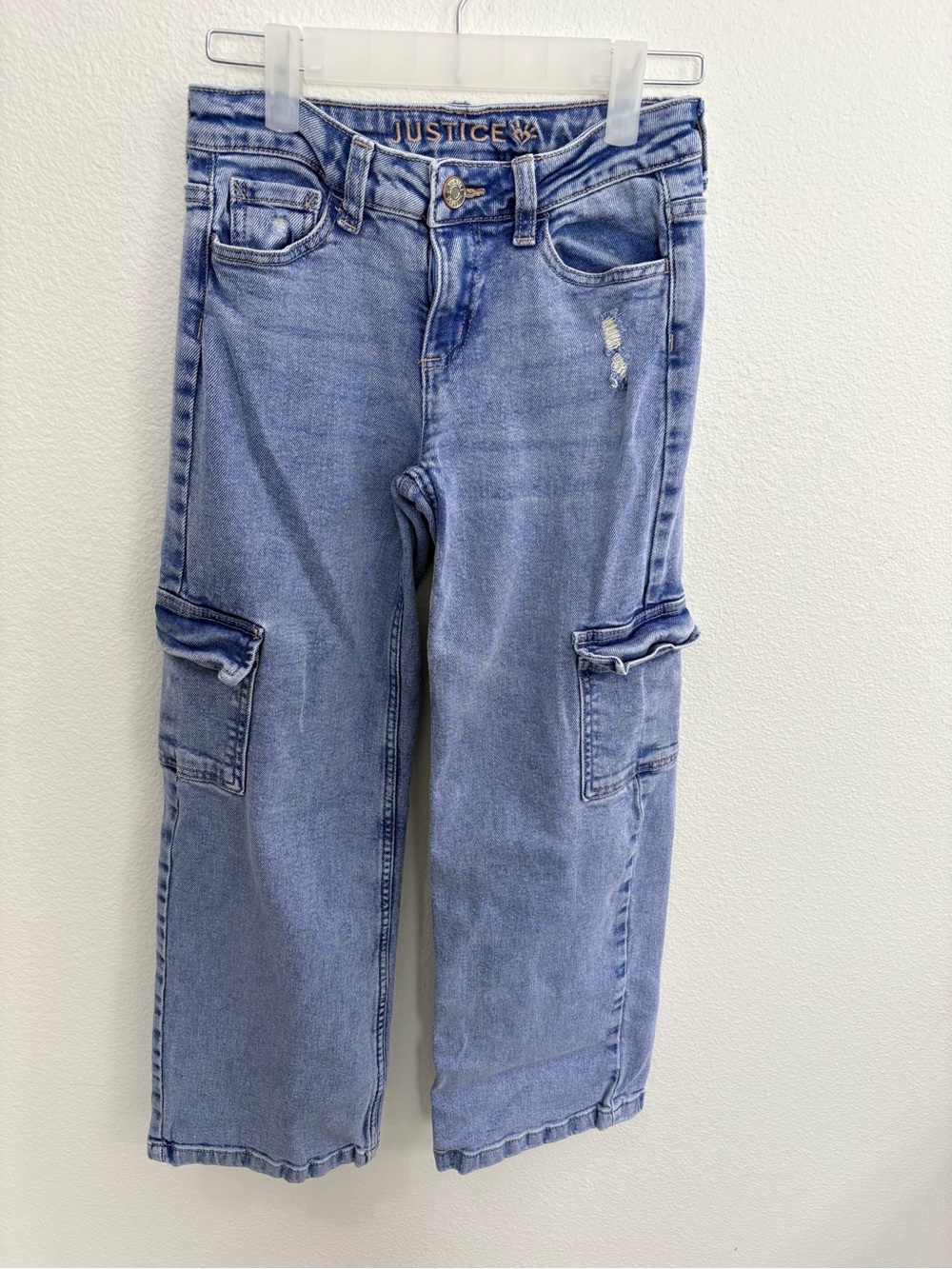 Justice Light Wash Cargo Jeans
